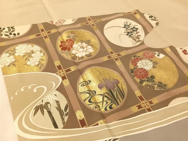 平和屋着物●豪華色留袖 駒刺繍 流水花丸天井文 金彩 正絹 逸品 CABN6137vp