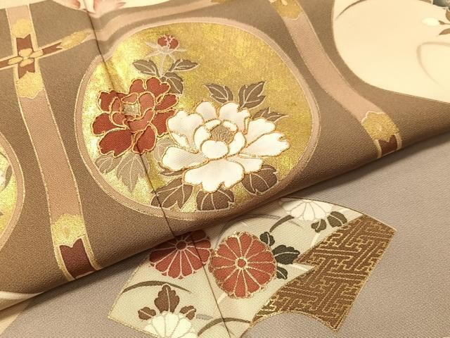 平和屋着物●豪華色留袖 駒刺繍 流水花丸天井文 金彩 正絹 逸品 CABN6137vp