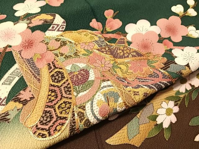 平和屋着物●豪華振袖 駒刺繍 誰が袖花文 暈し染め 金彩 正絹 逸品 CABN6138vp