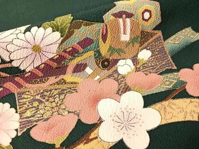 平和屋着物●豪華振袖 駒刺繍 誰が袖花文 暈し染め 金彩 正絹 逸品 CABN6138vp