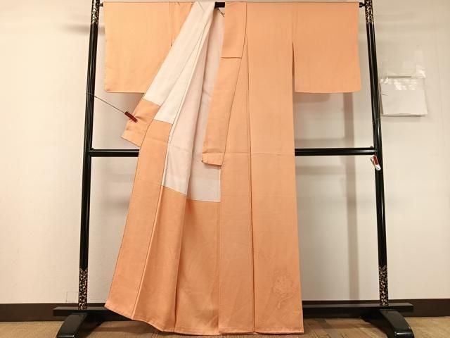 平和屋着物●色留訪問着 雪輪花地紋 赤香色 正絹 逸品 未使用 CABN6152vp