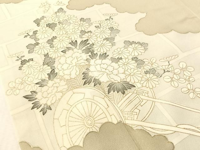 平和屋着物●訪問着 雲取り花車文 金彩 正絹 逸品 CABN6160vp