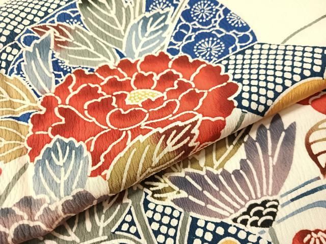 平和屋着物●豪華振袖 型染め 流水花文 正絹 逸品 CABN6162vp