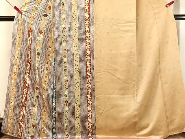 平和屋着物●上質な小紋 片身代わり 鹿の子花間道 金彩 鈴乃屋扱い 正絹 逸品 CABN6166vp