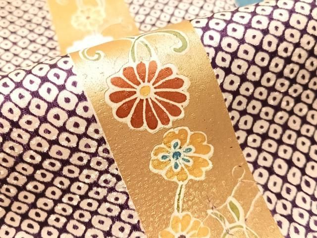 平和屋着物●上質な小紋 片身代わり 鹿の子花間道 金彩 鈴乃屋扱い 正絹 逸品 CABN6166vp