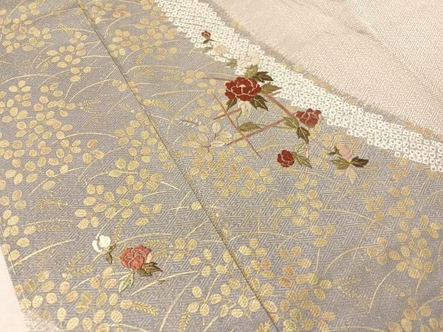 平和屋着物●訪問着 絞り 刺繍 道長花文 金彩 正絹 逸品 未使用 CABN6172vp