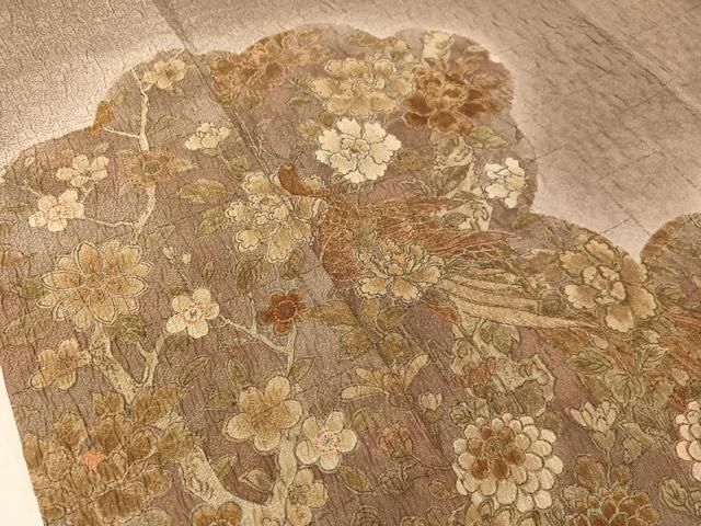 平和屋着物●訪問着 立波扇面花鳥蝶文 暈し染め 正絹 逸品 CABN6173vp