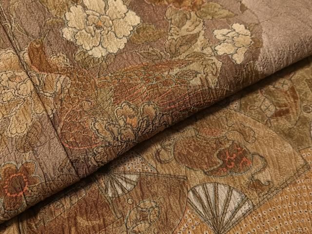 平和屋着物●訪問着 立波扇面花鳥蝶文 暈し染め 正絹 逸品 CABN6173vp
