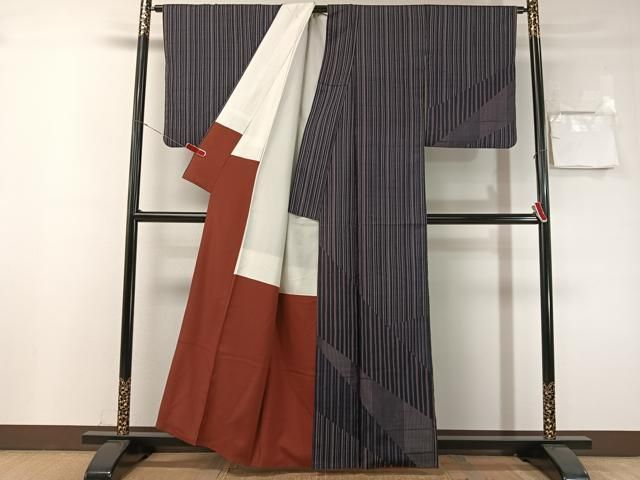 平和屋着物●中西進 訪問着 紬地 切嵌文様 正絹 逸品 CABN6183vp