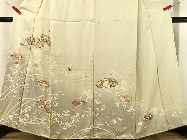 平和屋着物●訪問着 刺繍 地紙花文 暈し染め 金銀彩 正絹 逸品 CABN6197vp