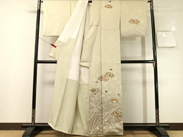 平和屋着物●訪問着 刺繍 地紙花文 暈し染め 金銀彩 正絹 逸品 CABN6197vp