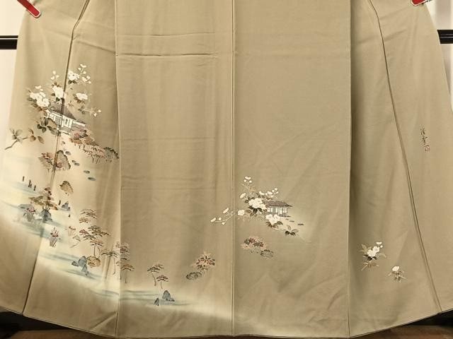 平和屋着物●訪問着 友禅 作家物 風景花文 暈し染め 正絹 逸品 CABN6198vp