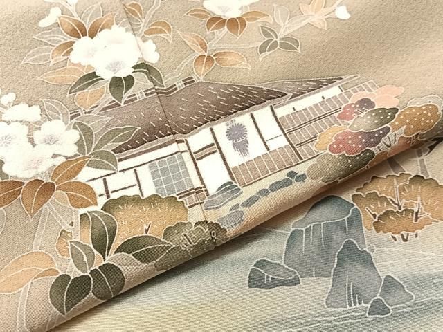 平和屋着物●訪問着 友禅 作家物 風景花文 暈し染め 正絹 逸品 CABN6198vp