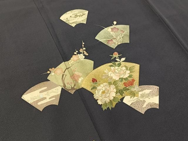 平和屋着物●十日町老舗ブランド 吉澤友禅 吾妻徳穂 訪問着 刺繍 地紙花文 金銀彩 正絹 逸品 未使用 CABN6207vp