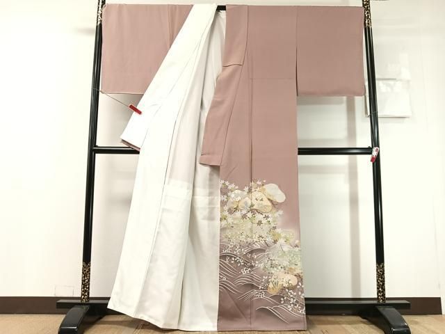 平和屋着物●豪華色留袖 駒刺繍 立波花松文 暈し染め 金彩 正絹 逸品 未使用 CABN6237vp