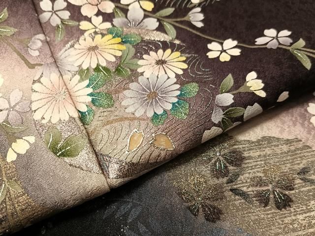 平和屋着物●訪問着 螺鈿 道長花丸文 暈し染め 金彩 正絹 逸品 CABN6245vp