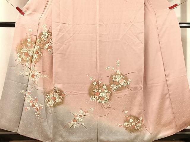平和屋着物●訪問着 刺繍 草花文 暈し染め 金彩 正絹 逸品 CABN6254vp