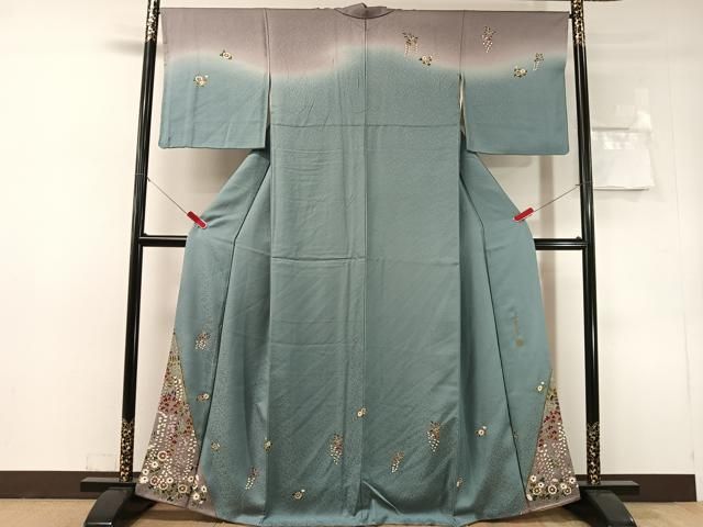 平和屋着物●世界的友禅作家 千地泰弘 訪問着 藤花文 暈し染め 金彩 正絹 逸品 CABN6323vp