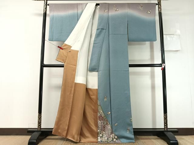 平和屋着物●世界的友禅作家 千地泰弘 訪問着 藤花文 暈し染め 金彩 正絹 逸品 CABN6323vp