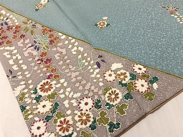 平和屋着物●世界的友禅作家 千地泰弘 訪問着 藤花文 暈し染め 金彩 正絹 逸品 CABN6323vp