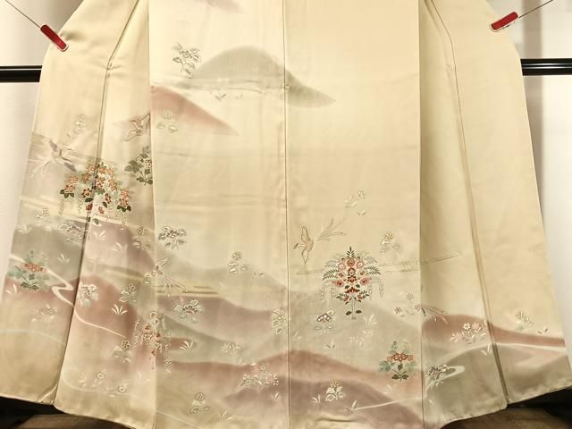 平和屋着物●訪問着 刺繍 遠山霞鳳凰花文 暈し染め 金彩 正絹 逸品 CABN6324vp