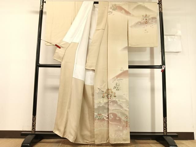 平和屋着物●訪問着 刺繍 遠山霞鳳凰花文 暈し染め 金彩 正絹 逸品 CABN6324vp