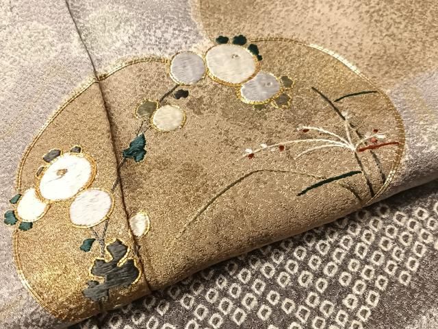 平和屋着物●訪問着 駒刺繍 絞り 万寿菊 金彩 正絹 逸品 CABN6325vp