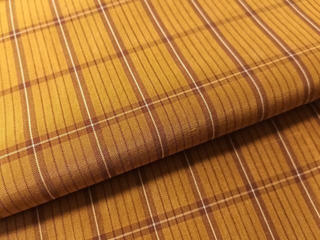 平和屋着物●本場黄八丈 平織 紬 格子柄 正絹 逸品 CABN6329vp