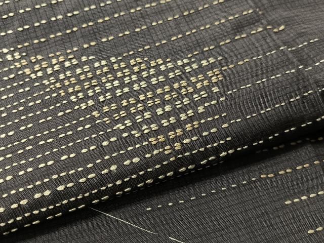 平和屋着物●本場縞大島紬 訪問着 総刺繍 刺し子 幾何学文様 正絹 逸品 未使用 CABN6339vp