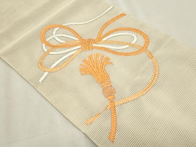 平和屋着物*夏物 八寸名古屋帯 駒刺繍 結び紐 正絹 逸品 CABN6469fb