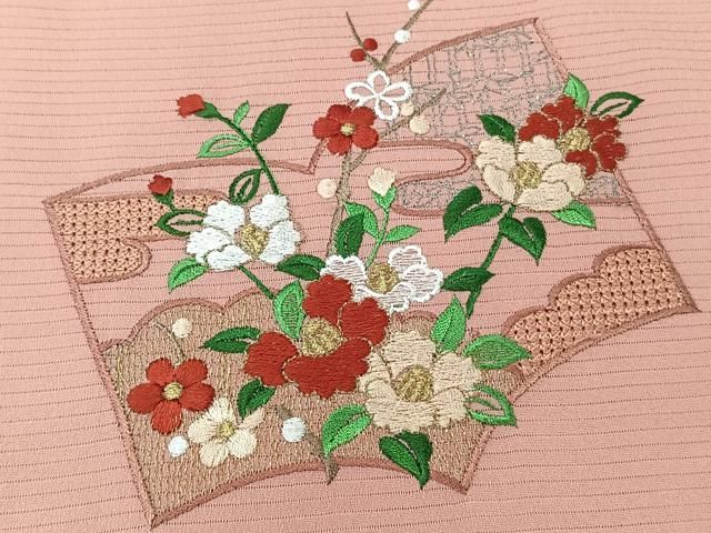 平和屋着物*夏物 中国三大刺繍 スワトウ刺繍 総刺繍 訪問着 絽縮緬 絵巻草花文 金銀糸 洗える着物 未使用 CABN6973xi