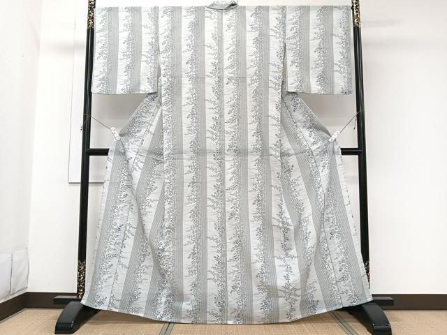 平和屋着物*夏物 小紋 紗 間道草花文 洗える着物 CABN6994xi