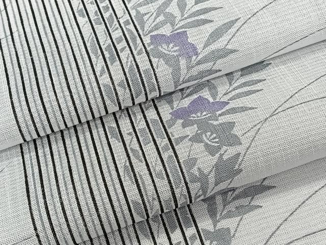 平和屋着物*夏物 小紋 紗 間道草花文 洗える着物 CABN6994xi