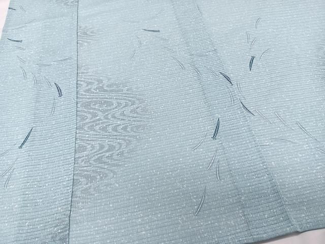 平和屋着物*夏物 小紋 絽縮緬 流水落ち葉文 洗える着物 CABN6995xi