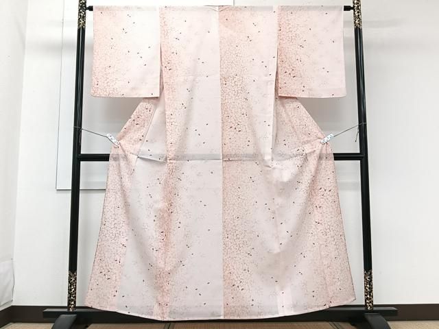 平和屋着物*夏物 小紋 絽 舞花文 洗える着物 CABN7005xi