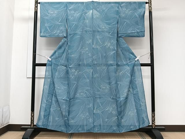 平和屋着物*夏物 小紋 絽 草花文 洗える着物 CABN7006xi