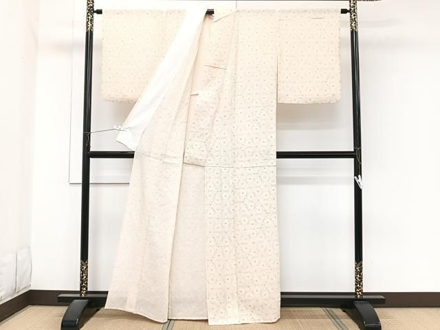 平和屋着物*夏物 小紋 絽 絞り 麻の葉亀甲文 正絹 逸品 CABN7037xi