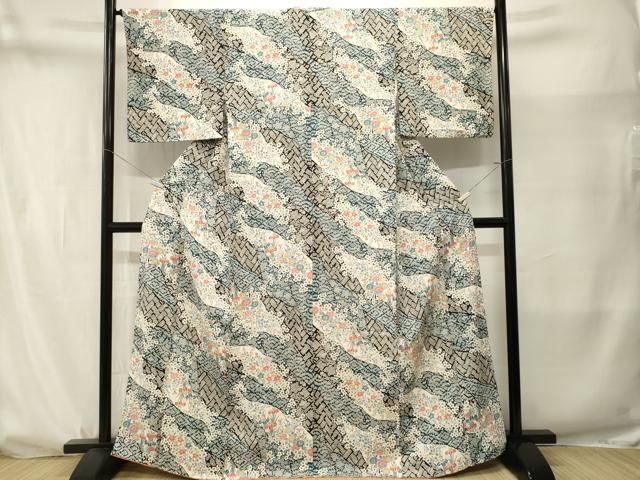 平和屋着物■上質な小紋 道長草花文 正絹 逸品 CABN7316ev