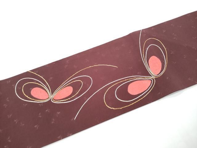 平和屋着物●日本橋人形町 創業70年 錦や 九寸名古屋帯 総刺繍 駒刺繍 舞蝶文 たとう紙付き 正絹 逸品 CABN8010hy