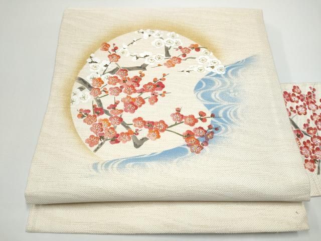 平和屋着物●九寸名古屋帯 枝梅文 金彩 金通し地 正絹 逸品 CABN8023hy
