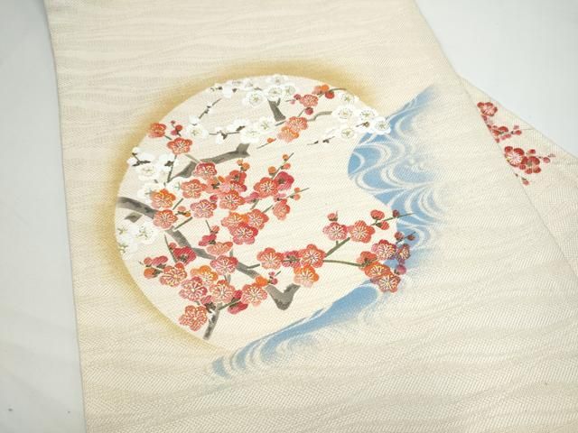 平和屋着物●九寸名古屋帯 枝梅文 金彩 金通し地 正絹 逸品 CABN8023hy