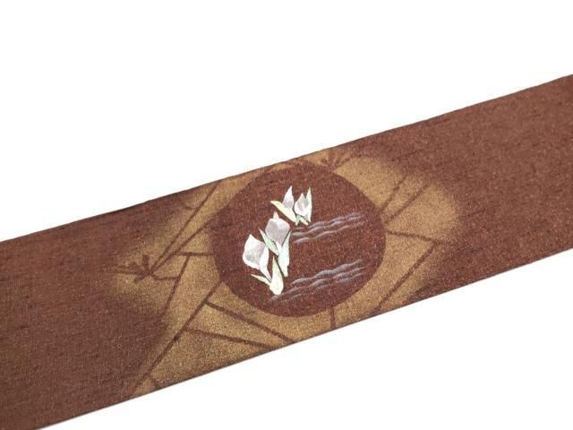 平和屋着物●九寸名古屋帯 紬地 草花丸文 金彩 正絹 逸品 CABN8024hy