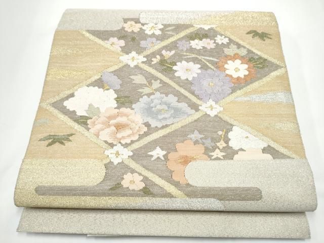 平和屋着物●爪搔き本綴れ 八寸名古屋帯 天井花文 金銀糸 正絹 逸品 CABN8036hy
