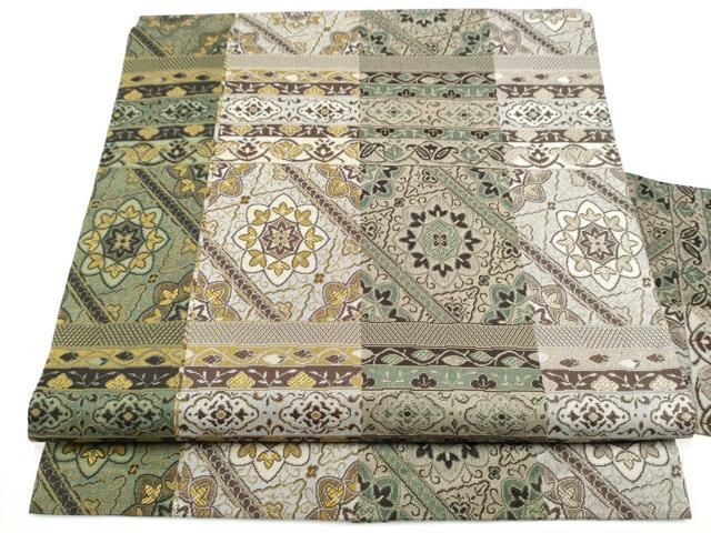 平和屋着物●全通柄 九寸名古屋帯 花唐草文 正絹 逸品 CABN8038hy