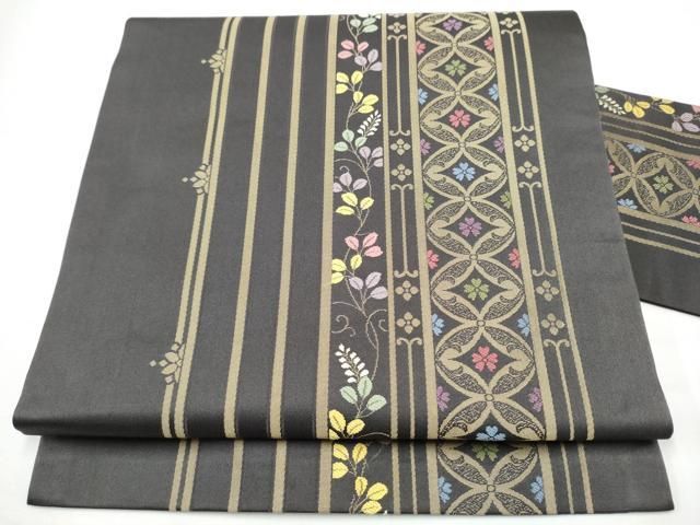平和屋着物●九寸名古屋帯 七宝花文 正絹 逸品 CABN8040hy