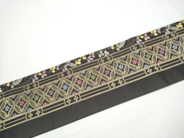 平和屋着物●九寸名古屋帯 七宝花文 正絹 逸品 CABN8040hy