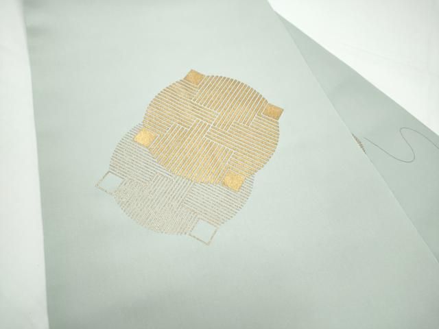 平和屋着物●塩瀬 九寸名古屋帯 幾何学文様 金彩 正絹 逸品 CABN8063hy