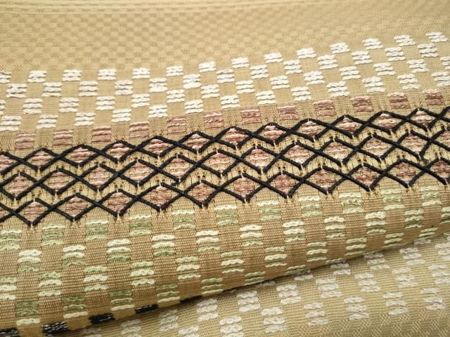 平和屋着物●八寸名古屋帯 花織 横段文 正絹 逸品 CABN8082hy