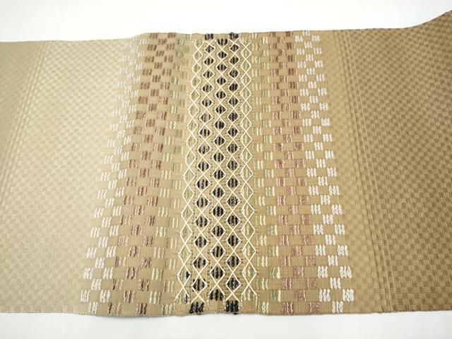 平和屋着物●八寸名古屋帯 花織 横段文 正絹 逸品 CABN8082hy