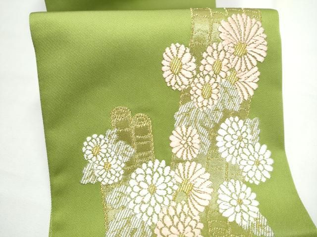 平和屋着物●半幅帯 唐織 花筏文 金銀糸 正絹 逸品 CABN8093hy